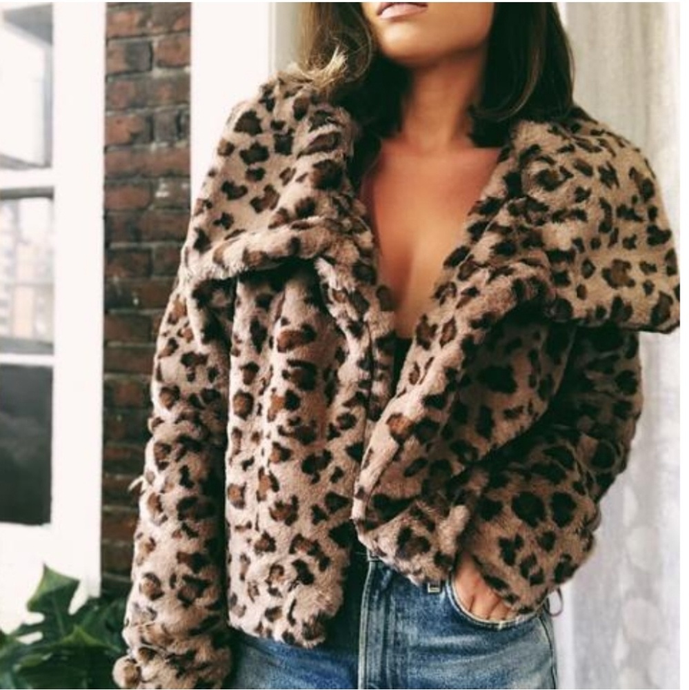 Vegan Faux Fur Leopard Jacket